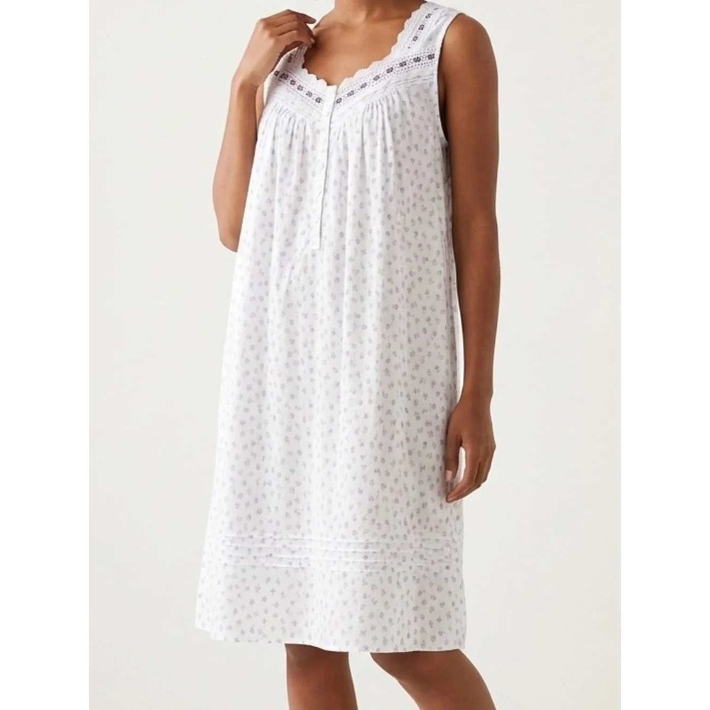 Eileen West Cotton Nightgown XL Floral Lace Pintuck Cottagecore Prairie